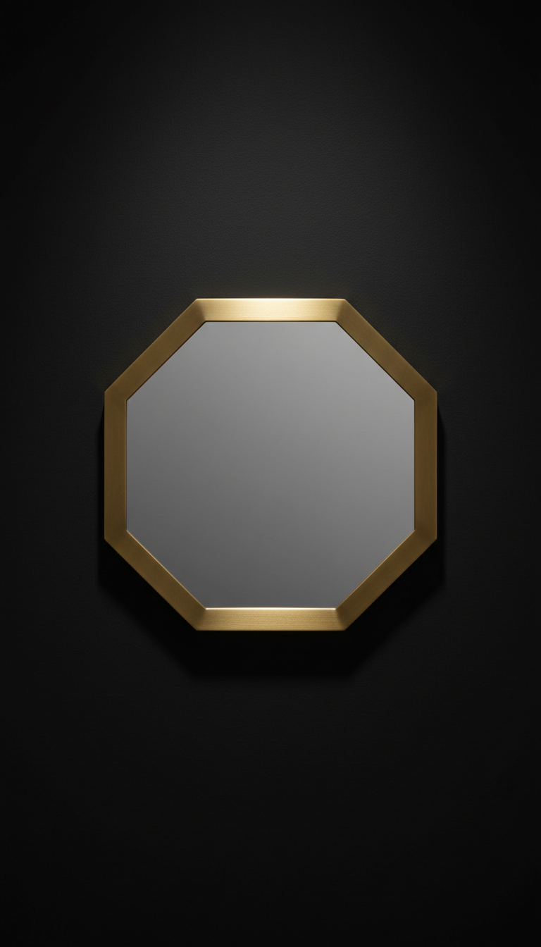 Octagon Mirror With Brushed Brass Frame