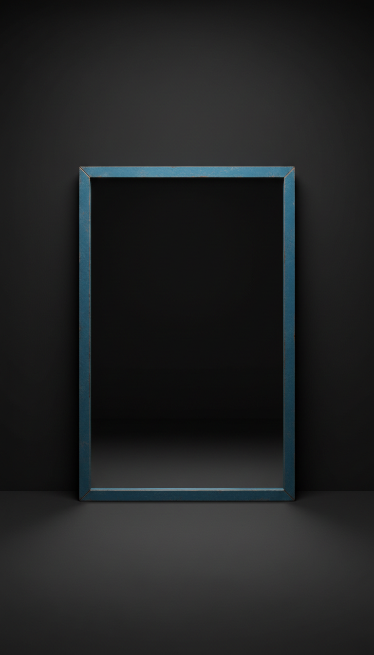 Rectangular Mirror With Urban Blue Metal Frame